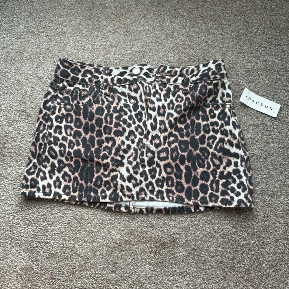 PacSun Animal Print Skirt in Black and Tan